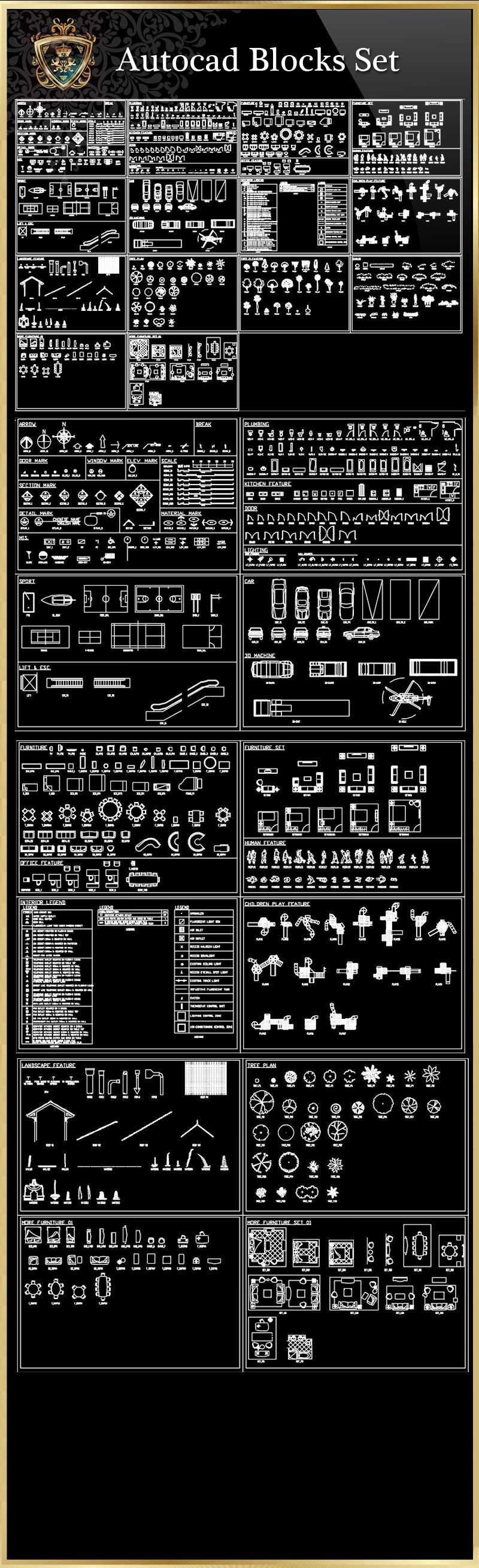 ★【Autocad Blocks Set】Luxury home, Luxury Villas, Luxury Palace, Architecture Ornamental Parts, Decorative Inserts & Accessories, Handrail & Stairway Parts, Outdoor House Accessories, Euro Architectural Components, Arcade