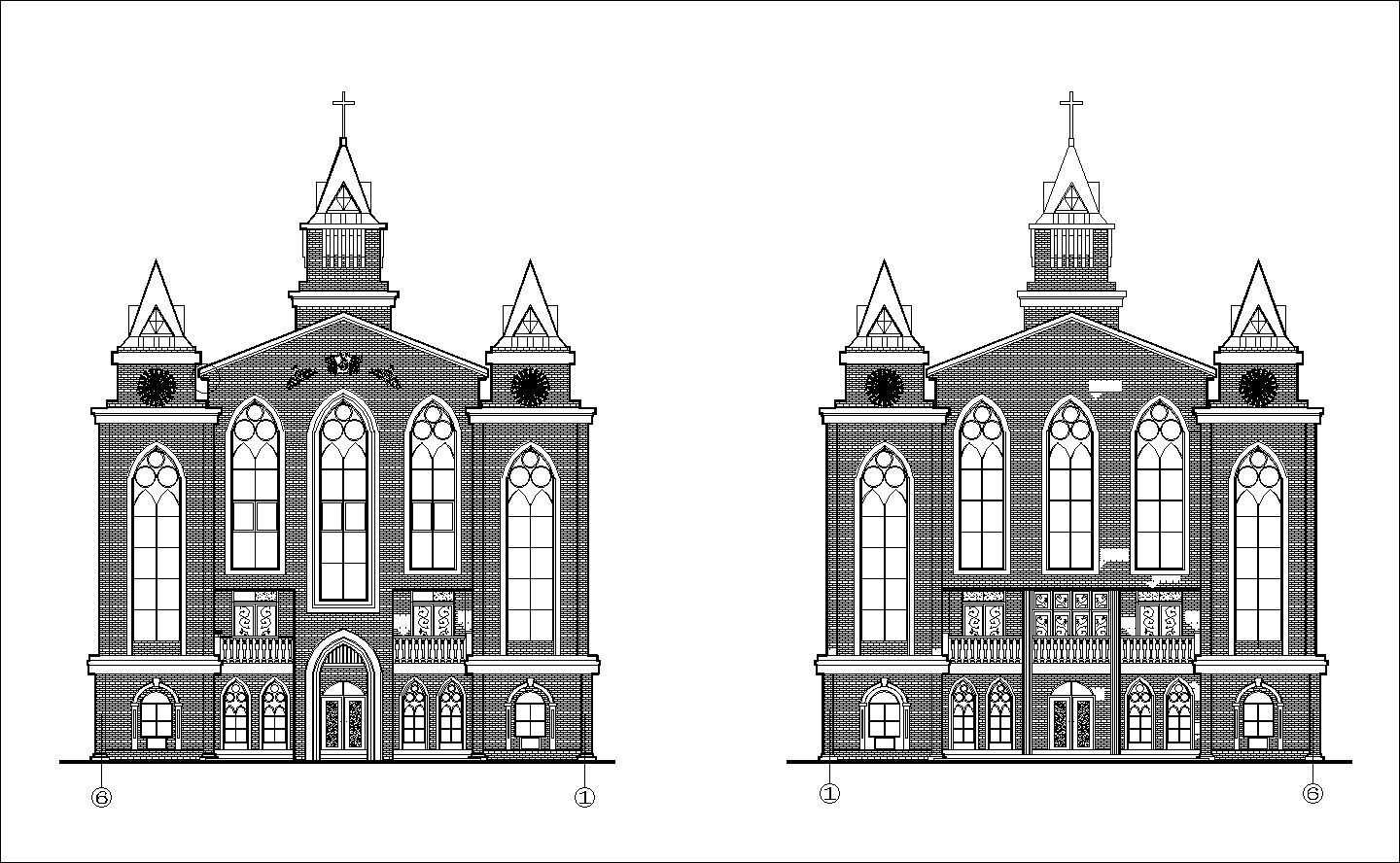 Church plan,elevation,details drawings 